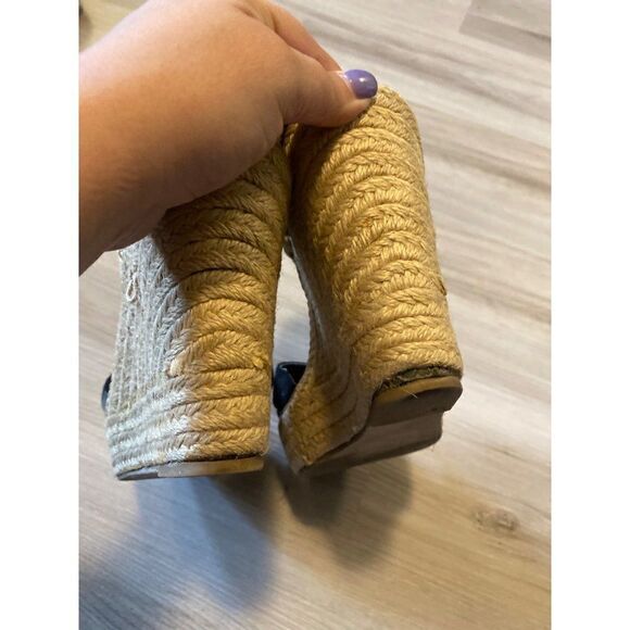 Steve Madden Eira, women’s black open toed espadrille high wedges size 9.5 - Picture 7 of 9